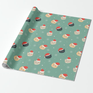 Weihnachtskatzen in Weihnachtsmannmützen Muster Geschenkpapier