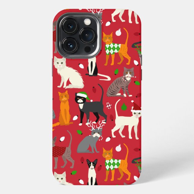 Weihnachtskatzen iPhone 13 Pro Max Hülle (Rückseite)