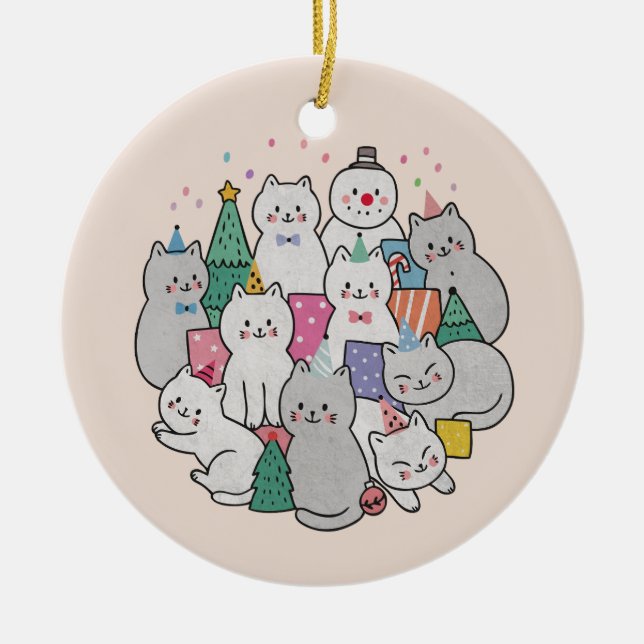 Weihnachtskatzen Keramik Ornament (Vorne)
