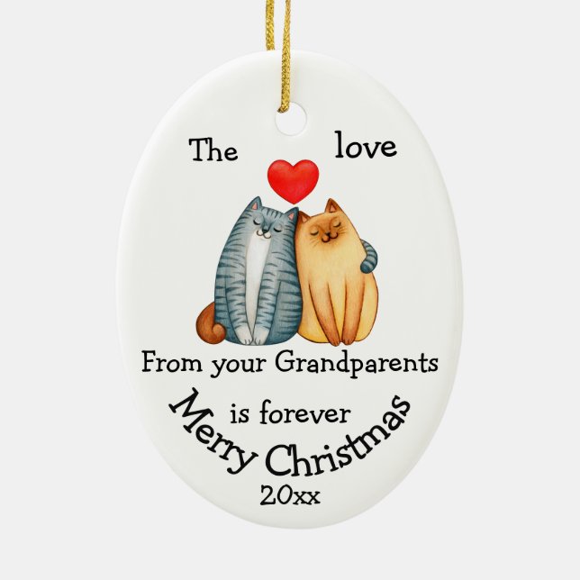 Weihnachtskatzen-Liebe von Großeltern zitieren Keramik Ornament (Hinten)