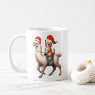 Weihnachtskatzen - Llama, Xmas Llama und Kitten Kaffeetasse