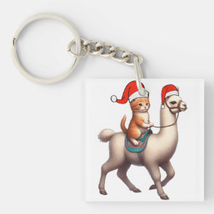 Weihnachtskatzen - Llama, Xmas Llama und Kitten Schlüsselanhänger
