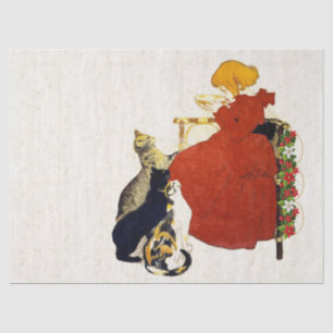 Weihnachtskatzen-Milch-französisches Kunst Nouveau Seidenpapier