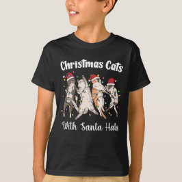 Weihnachtskatzen mit Santa-Hüten Süß Lustig Urlaub T-Shirt