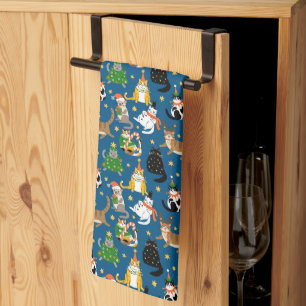 Weihnachtskatzen Muster Geschirrtuch