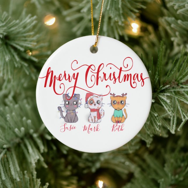 Weihnachtskatzen personalisiert keramik ornament (Baum)