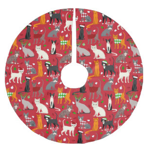 Weihnachtskatzen Polyester Weihnachtsbaumdecke