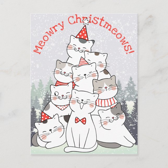 Weihnachtskatzen Postkarte (Vorderseite)