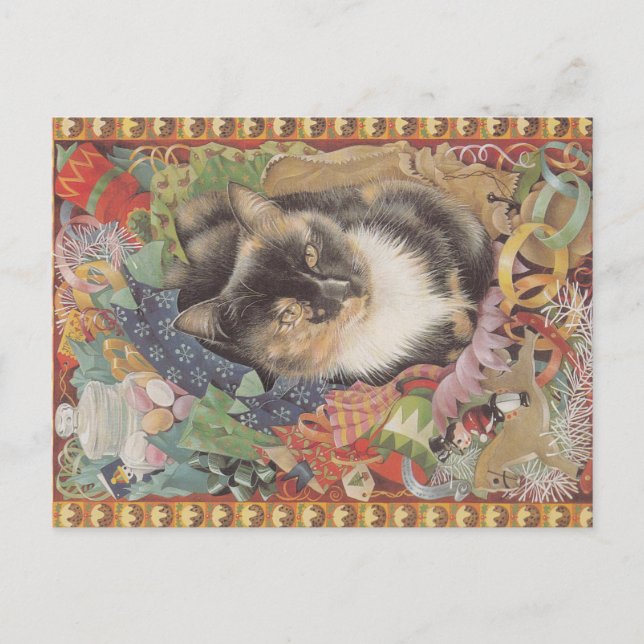 Weihnachtskatzen-Postkarte, Postkarte (Vorderseite)