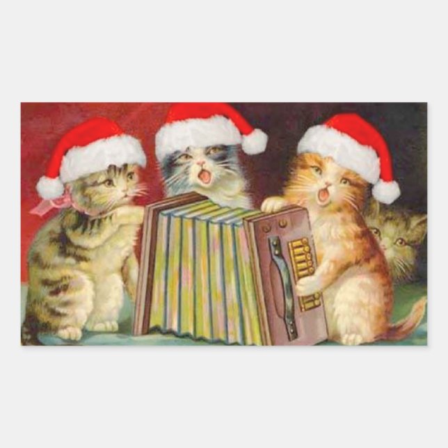 Weihnachtskatzen Rechteckiger Aufkleber (Vorderseite)