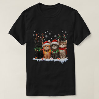 Weihnachtskatzen Rentier Lichter Süße Kätzchen T-Shirt
