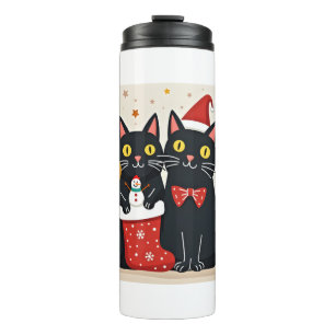 Weihnachtskatzen Retro 50er 60er Weihnachten (1) Thermosbecher