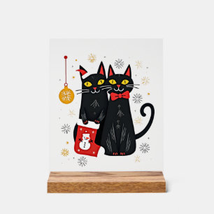 Weihnachtskatzen Retro 50er 60er Weihnachten (2) Acrylschild