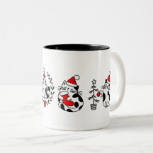 Weihnachtskatzen Rot Schwarz Weiß Tasse