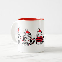 Weihnachtskatzen Rot Schwarz Weiß Tasse