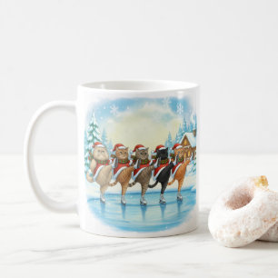 Weihnachtskatzen-Schlittschuhläufer, Glasuntersetz Kaffeetasse