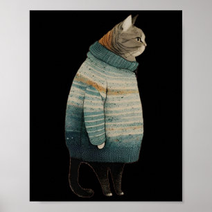 Weihnachtskatzen Spaß Kitten Haustier Fettgraue Ka Poster