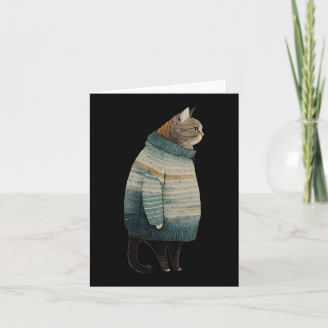 Weihnachtskatzen Spaß Kitten Pet Fett Graue Katze  Karte (Vorderseite)