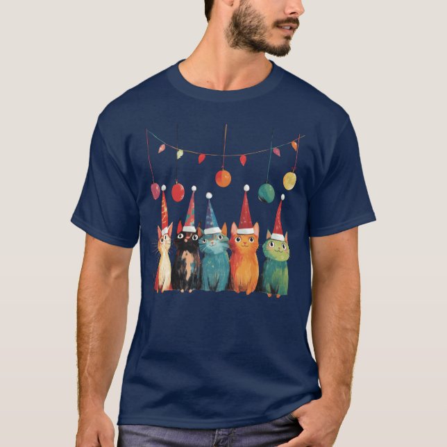 Weihnachtskatzen T-Shirt (Vorderseite)