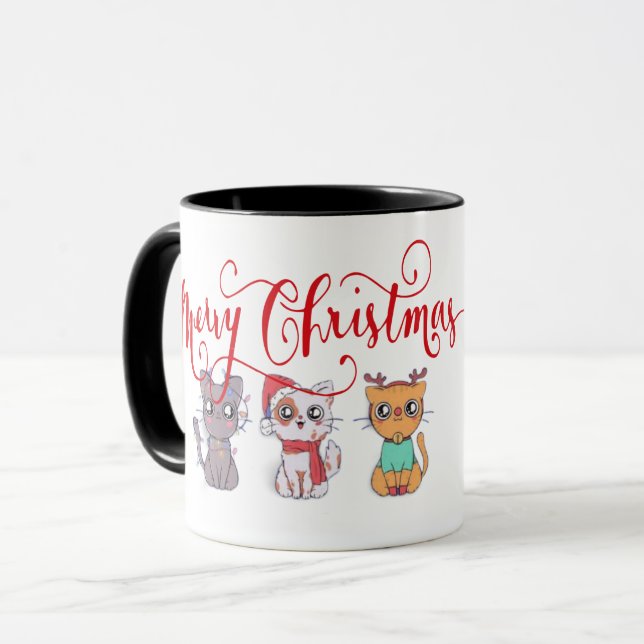 Weihnachtskatzen Tasse (Vorderseite Links)