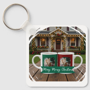 Weihnachtskatzen-Tassen-Kaffeeschlüsselanhänger Schlüsselanhänger