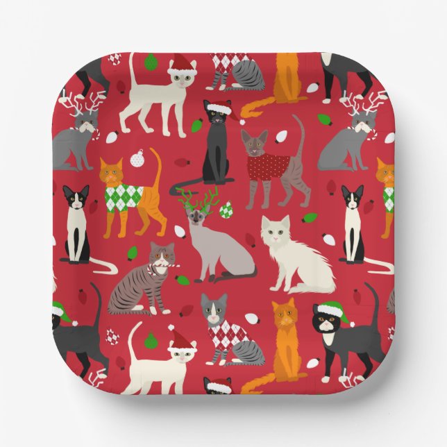 Weihnachtskatzen Teller (Vorderseite)