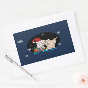 Weihnachtskatzen unter dem Sternenhimmel Rechteckiger Aufkleber