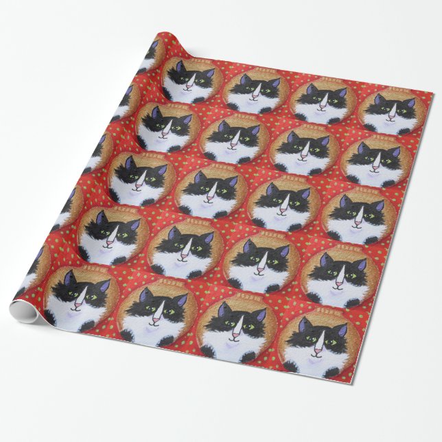 Weihnachtskatzen-Verzierungspapier Geschenkpapier (Ungerollt)