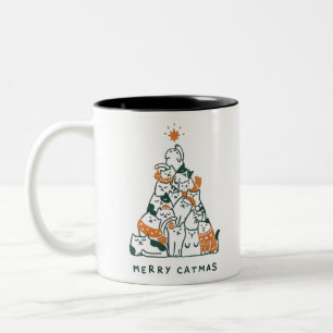 Weihnachtskatzen Weihnachtsbaum Weihnachten Zweifarbige Tasse