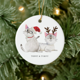 Weihnachtskatzen Weihnachtsfeinde Keramik Ornament