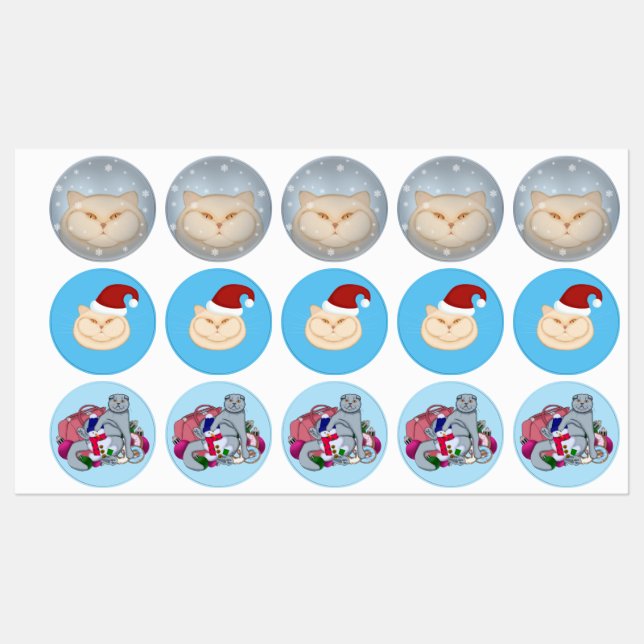 Weihnachtskatzen Weihnachtskatze Britische Katze Etiketten (Blatt)