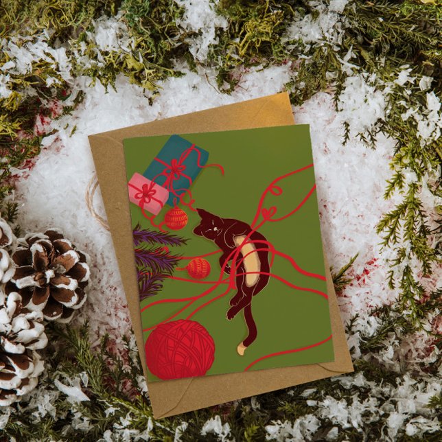 Weihnachtskatzen-Wirrwarr – Festliches Katzenspiel Einladung (Von Creator hochgeladen)