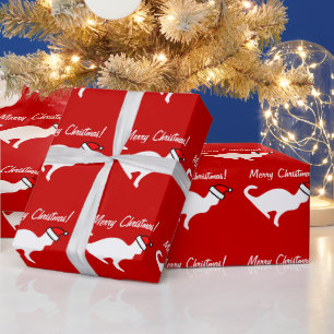 Weihnachtskatzen-Wrap-Papier   weiße Katze Geschenkpapier