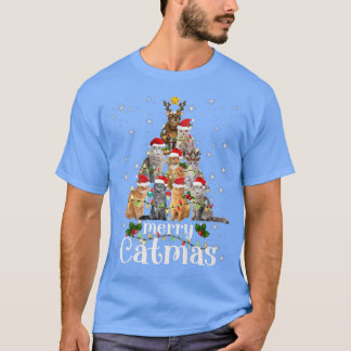 Weihnachtskatzenbaum mit Weihnachtsmannmütze Merry T-Shirt