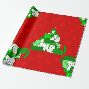 Weihnachtskatzenbaum Pfotenabdruck Geschenkpapier