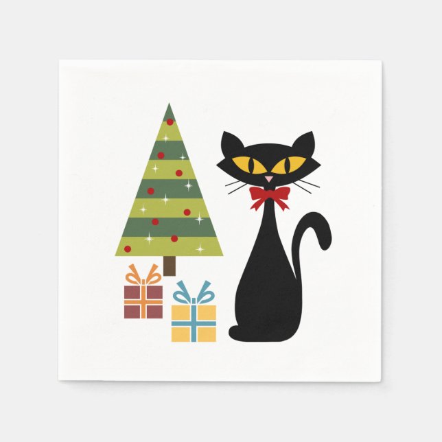 Weihnachtskatzenbuch Napkin aus dem Mittelalter Serviette (Vorderseite)