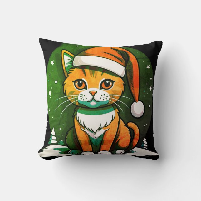 Weihnachtskatzendesign: Niedlich & feierlich Kissen (Vorderseite)