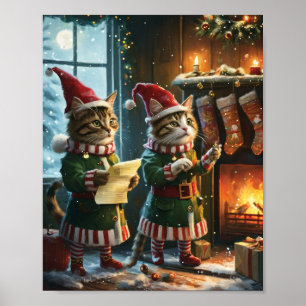 Weihnachtskatzenelfen Vorbereitung auf den Weihnac Poster