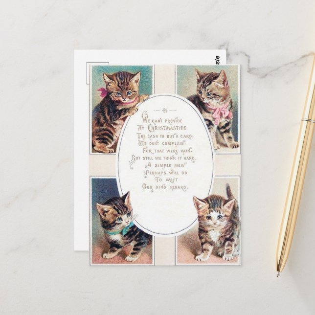 Weihnachtskatzengedicht Postkarte (Vorderseite/Rückseite Beispiel)