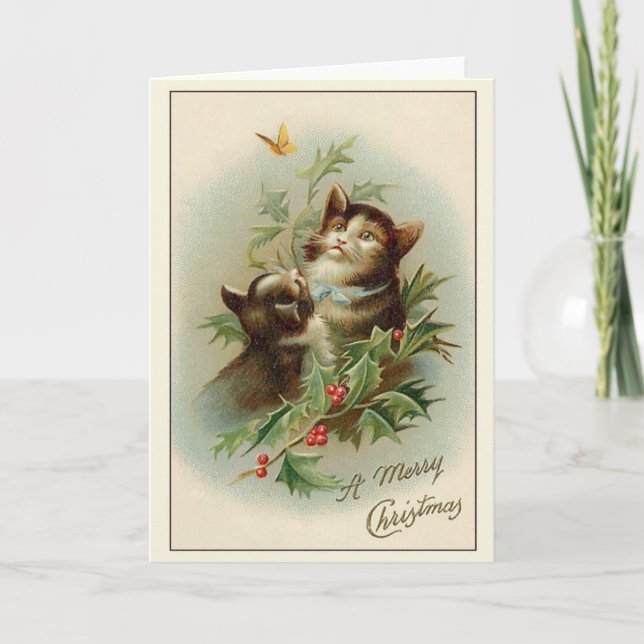Weihnachtskatzenkatze Grußkarte Feiertagskarte (Vorderseite)