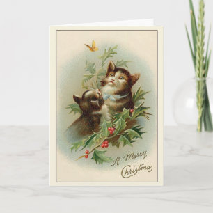Weihnachtskatzenkatze Grußkarte Feiertagskarte