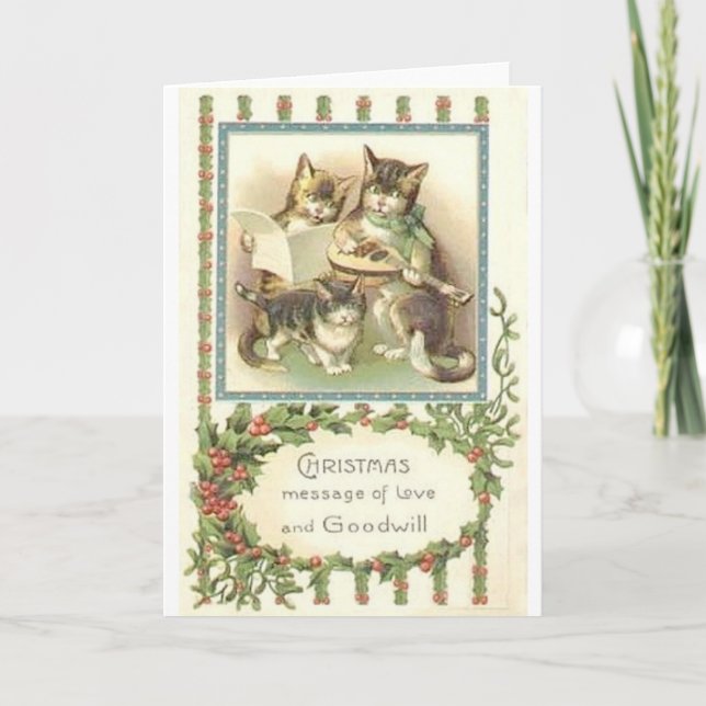 Weihnachtskatzenkatze Grußkarte Feiertagskarte (Vorderseite)