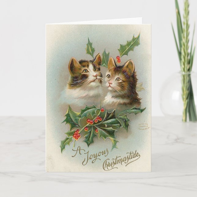 Weihnachtskatzenkatze Grußkarte Feiertagskarte (Vorderseite)