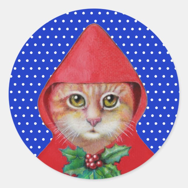 Weihnachtskatzenkleber Runder Aufkleber (Vorderseite)