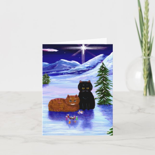 Weihnachtskatzenmäuse Christlich Religiös Feiertagskarte (Vorderseite)