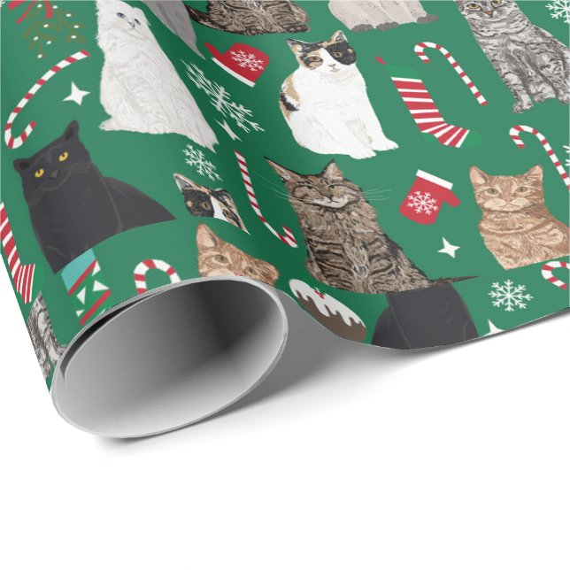 Weihnachtskatzenmuster Geschenkpapier (Rolleneckpunkt)