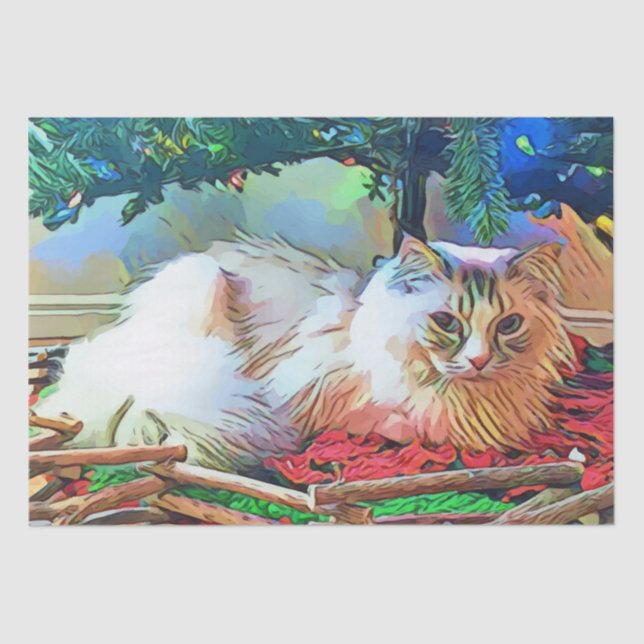 Weihnachtskatzenpapier Seidenpapier (Vorderseite)