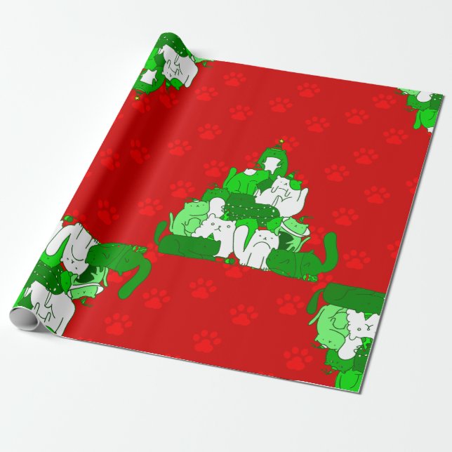 Weihnachtskatzenpflaster Geschenkpapier (Ungerollt)