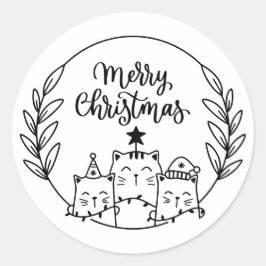 Weihnachtskatzenschrei Runder Aufkleber