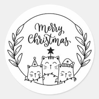 Weihnachtskatzenschrei Runder Aufkleber